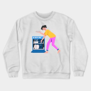 Hand Drawn "Woman On Dishwashing" Crewneck Sweatshirt